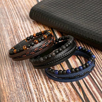 Tiger Eye Leather Wrap Bracelet