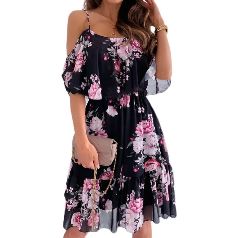Bohemian Floral Chiffon Dress